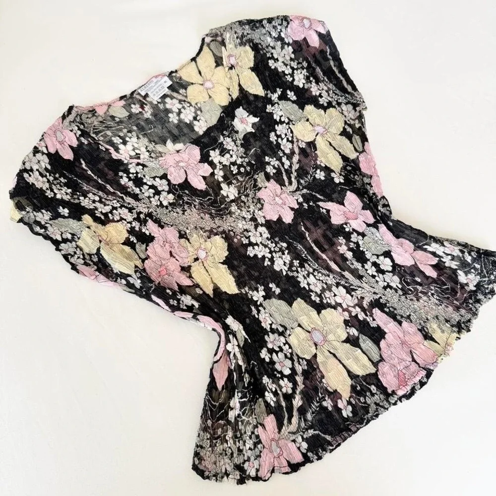 alberto makali black‎ floral vintage blouse xl - Picture 2 of 4
